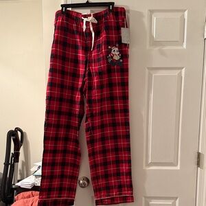 Disney Christmas Men’s Red Plaid Pajama Pants with Mickey Design